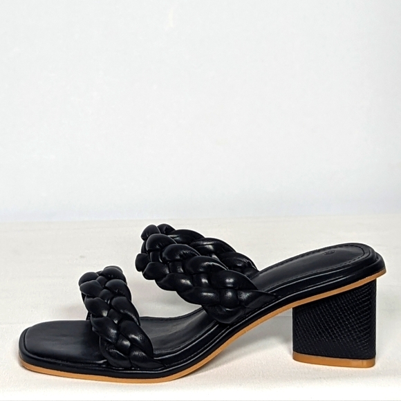 NEW Coutgo Womens Braided Square Open Toe Backless Slip-on Heeled Sandal Sz 5.5 - Picture 1 of 4